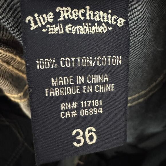 Live Mechanics Vintage Y2K Jeans Men's 36 Baggy Fit Embroidered Denim - Picture 8 of 10